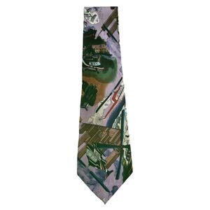 vintage 90's NICOLE MILLER cartoon helicopter silk signed logo novelty tie